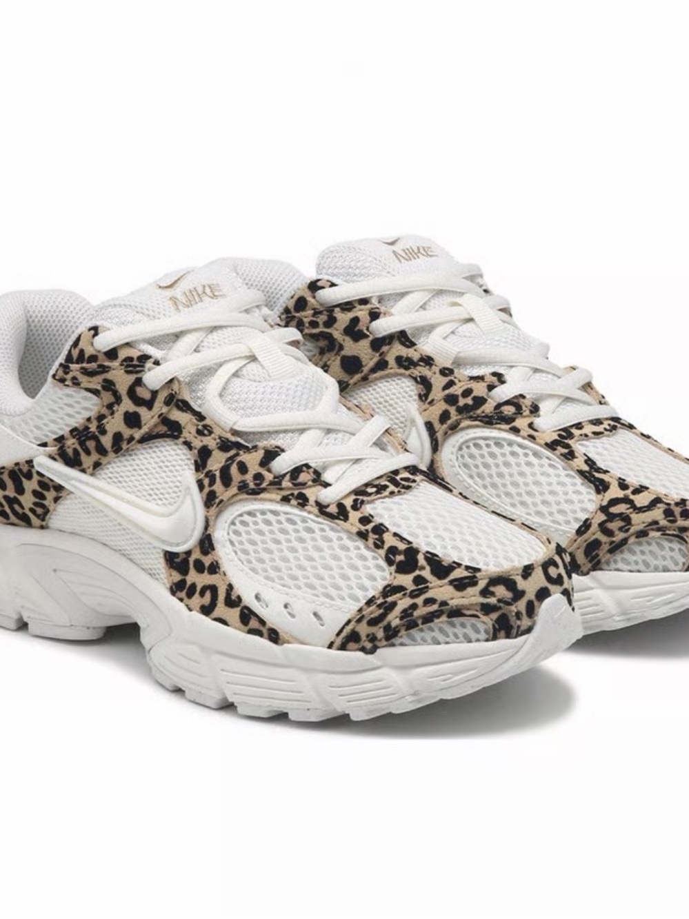 LNWB -Nike Women's White Sneakers with Leopard-Print Overlays
